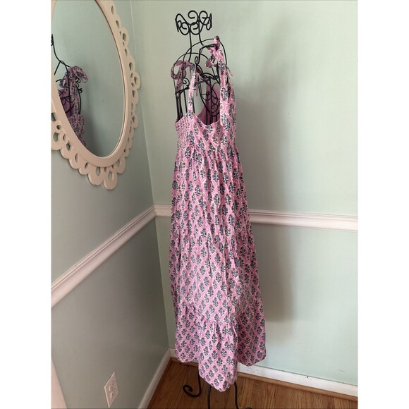 Emerson Fry India Collection Sara Tier Dress Day Flowers Aurora Pink Size Medium - Picture 5 of 8